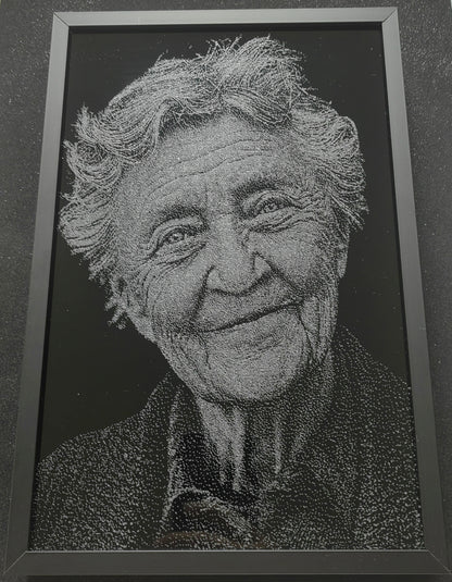 Custom Handcrafted Lacquered Glass Portrait – Metal Frame Wall Edition