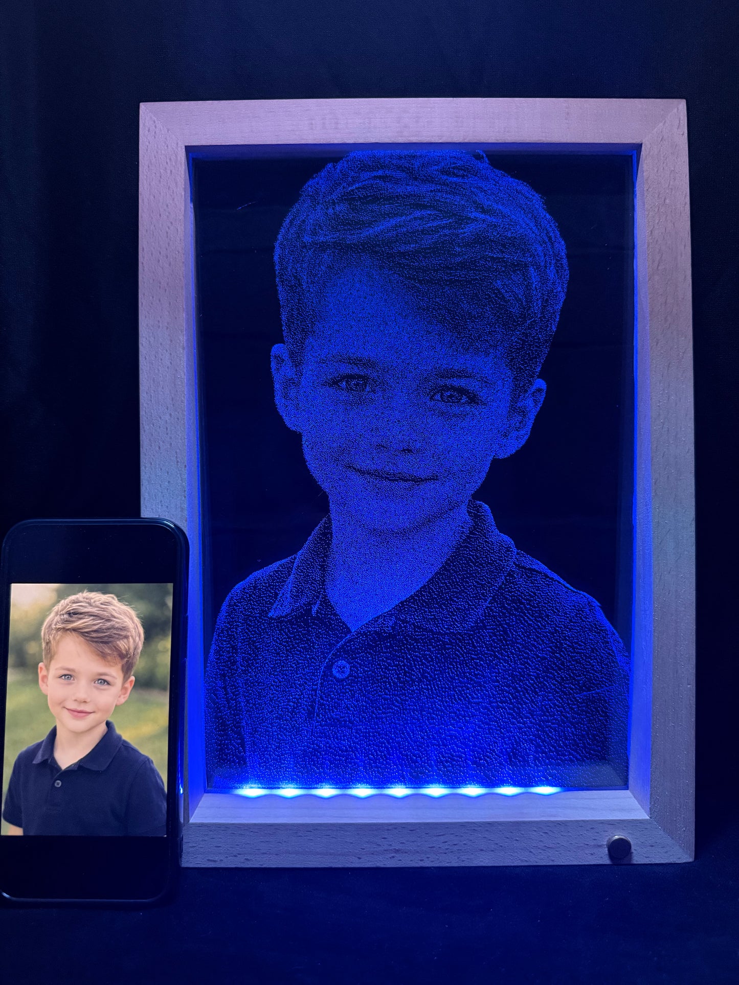 Handcrafted Illuminated Glass Portrait
