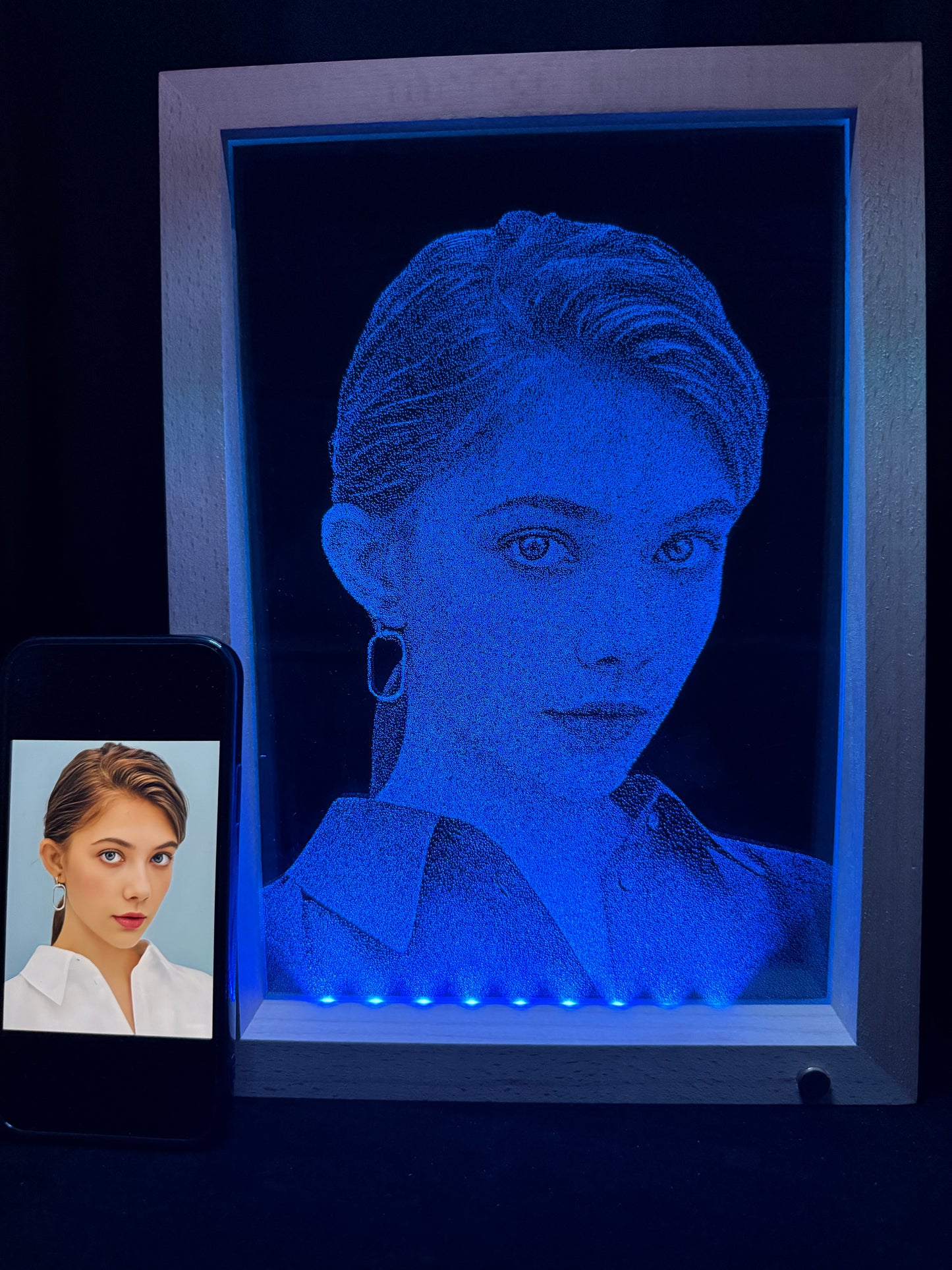 Handcrafted Illuminated Glass Portrait