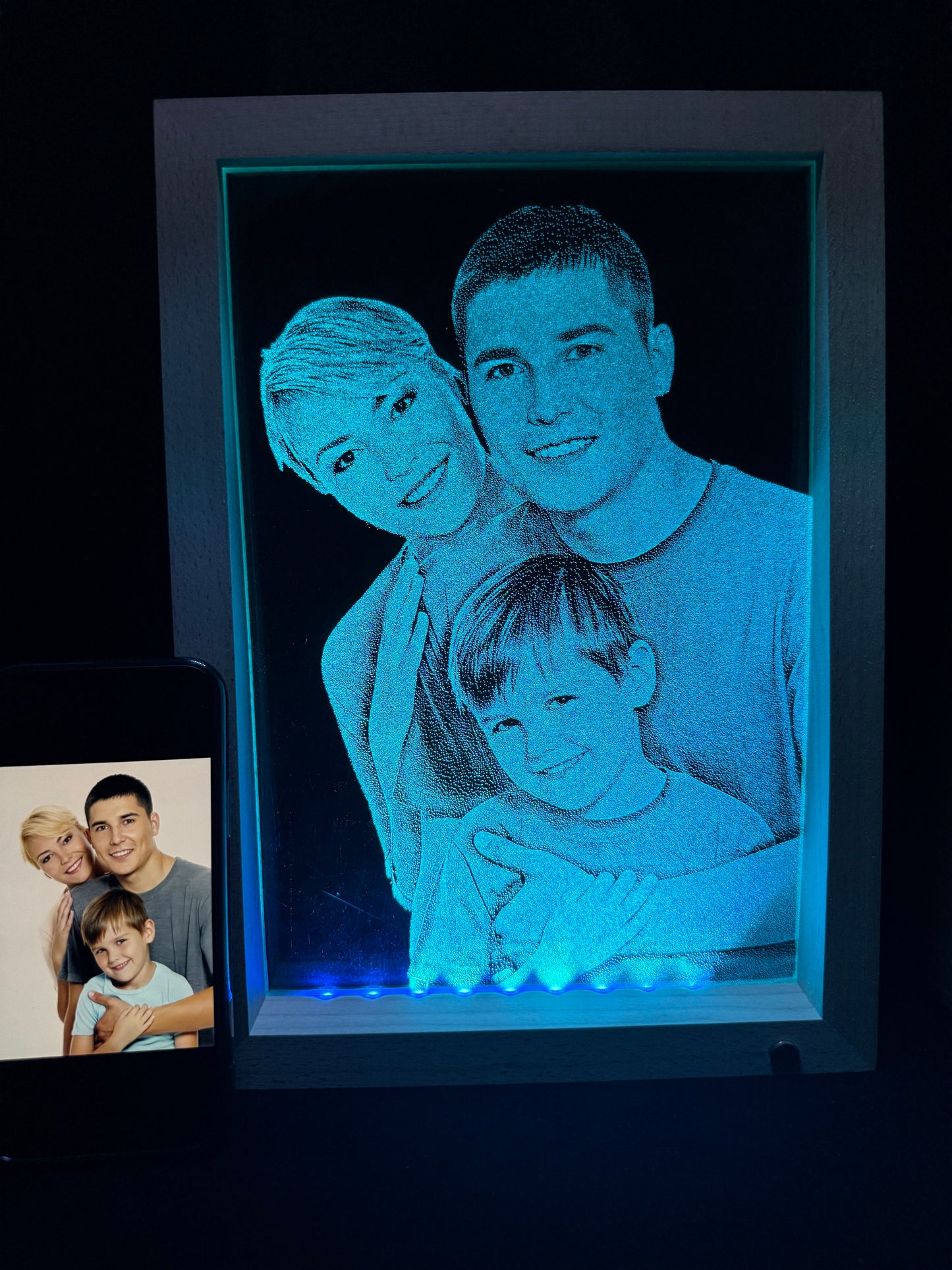 Handcrafted Illuminated Glass Portrait