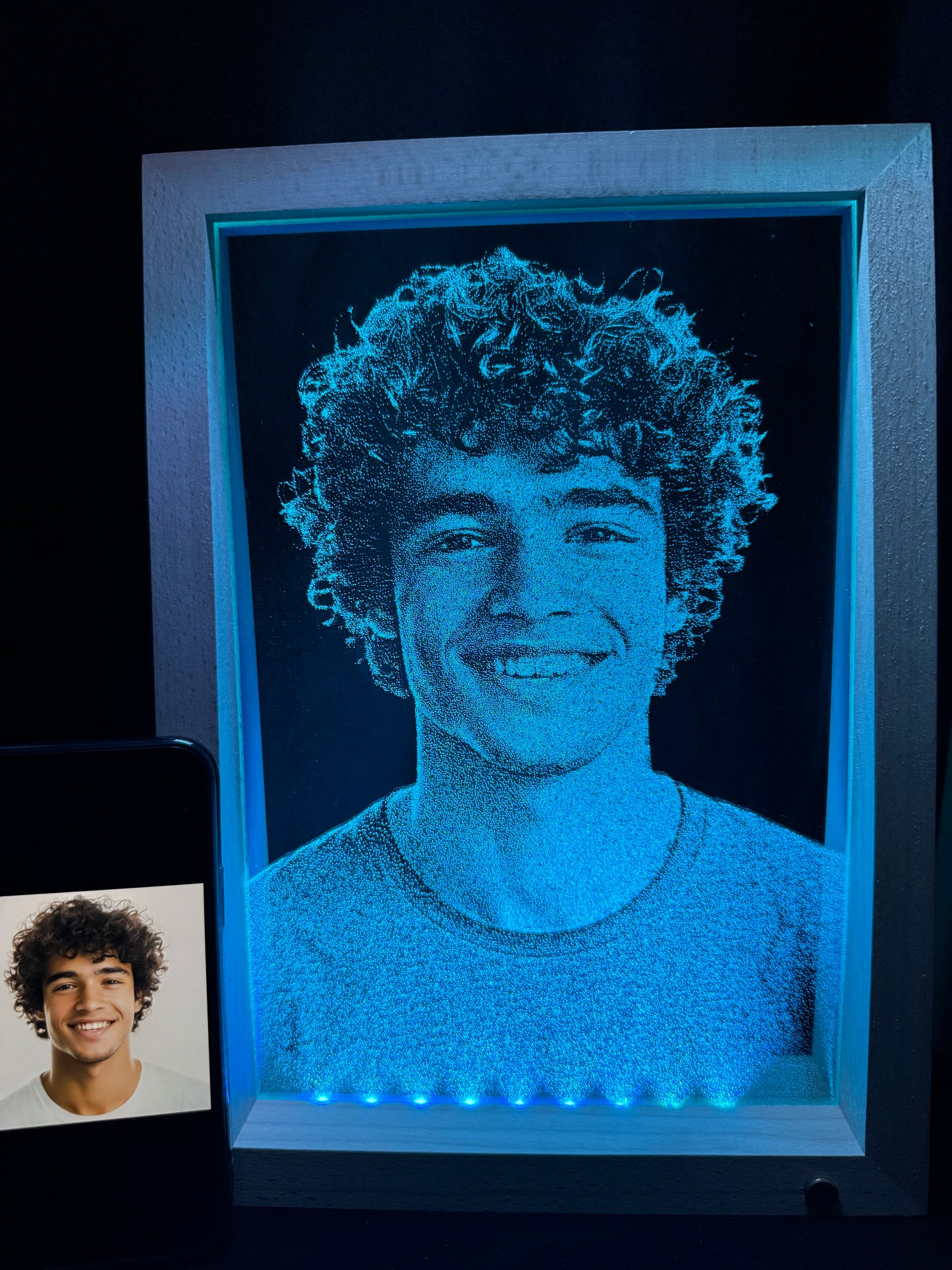 Handcrafted Illuminated Glass Portrait