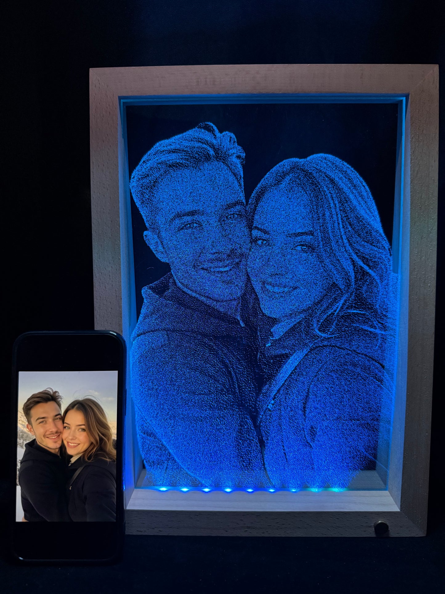 Handcrafted Illuminated Glass Portrait