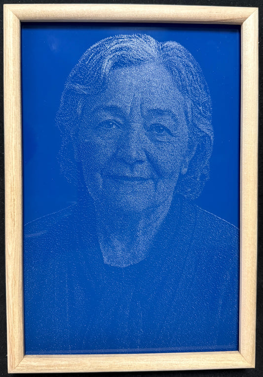 Handcrafted Lacquer Glass Portrait – Wooden Display Edition
