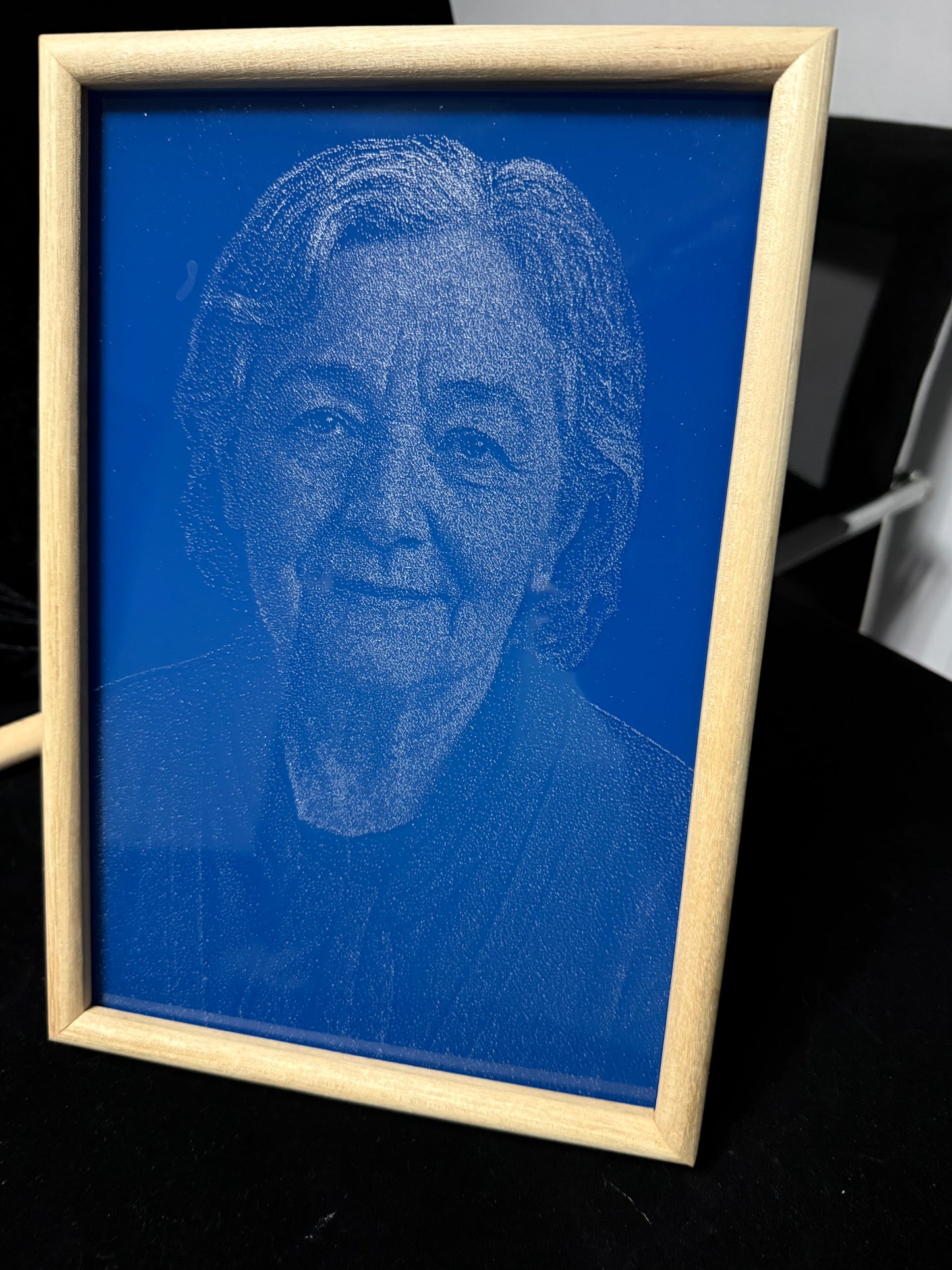 Handcrafted Lacquer Glass Portrait – Wooden Display Edition