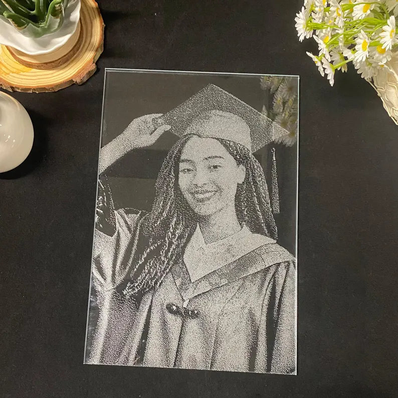 Personalized Photo Engraved Glass Portrait: LED Light Keepsake