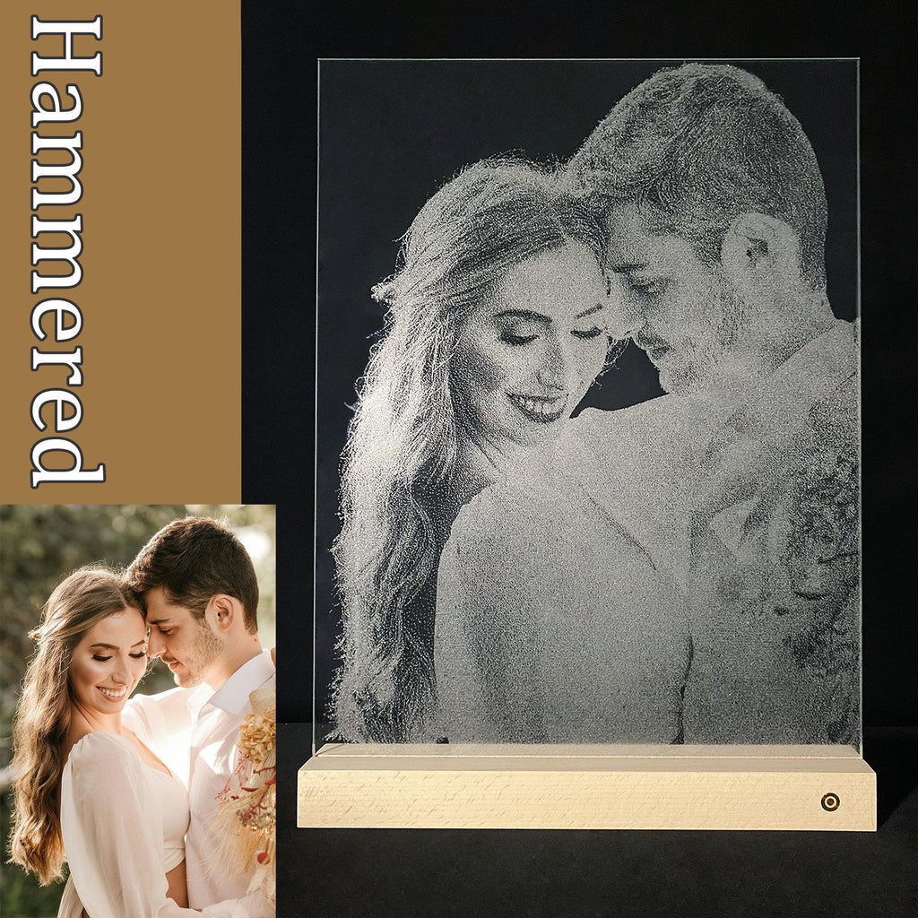 Personalized Photo Engraved Glass Portrait: LED Light Keepsake