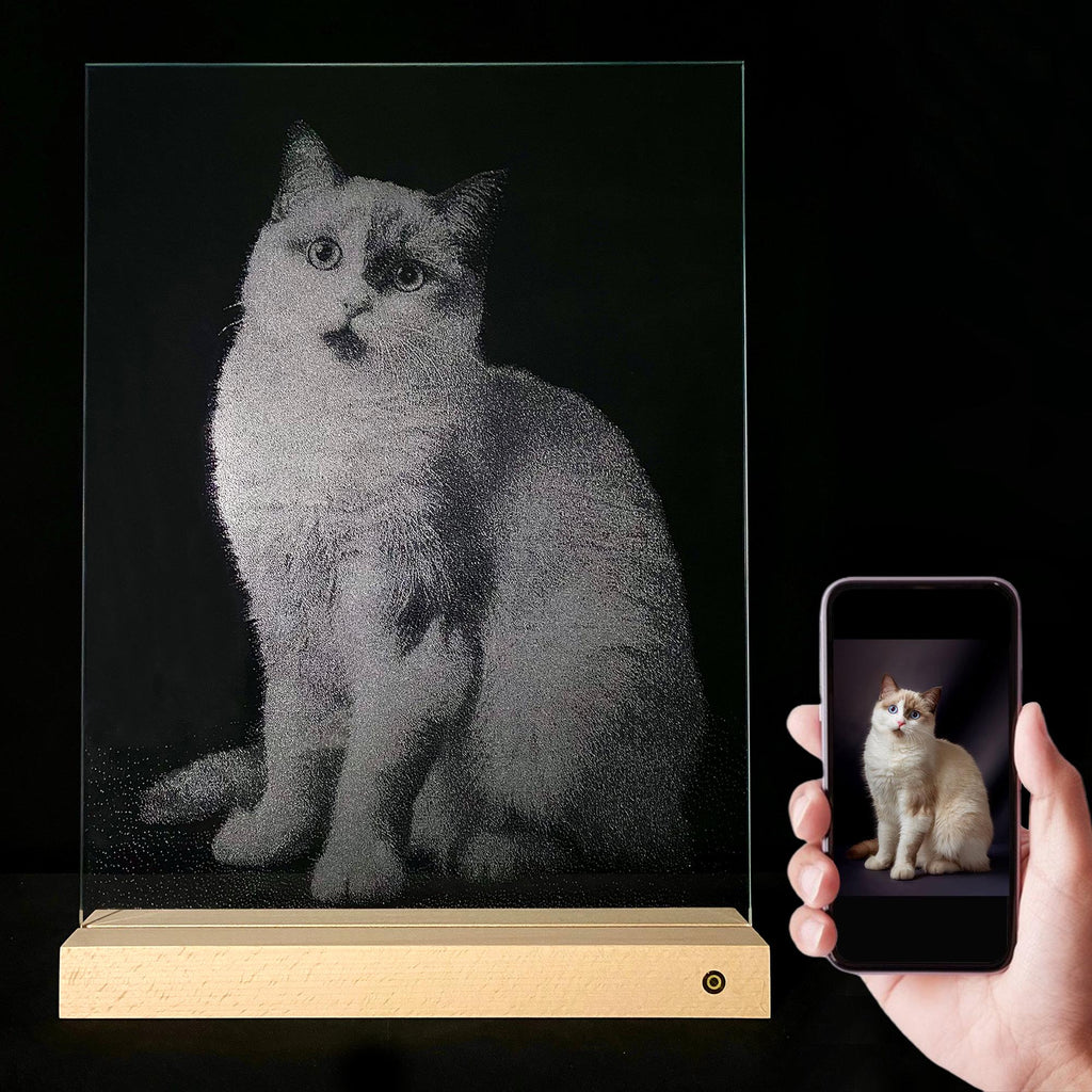Personalized Photo Engraved Glass Portrait: LED Light Keepsake