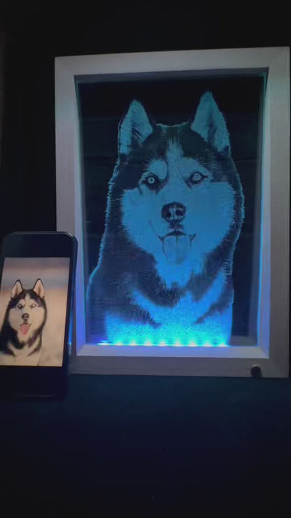 Custom Illuminated Glass Portrait – Wooden LED Frame Edition